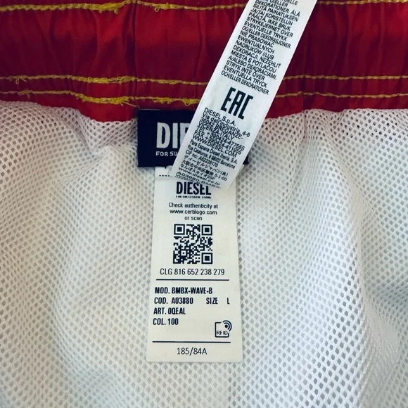 Diesel White and Red Swim Trunks - Picture 10 of 10